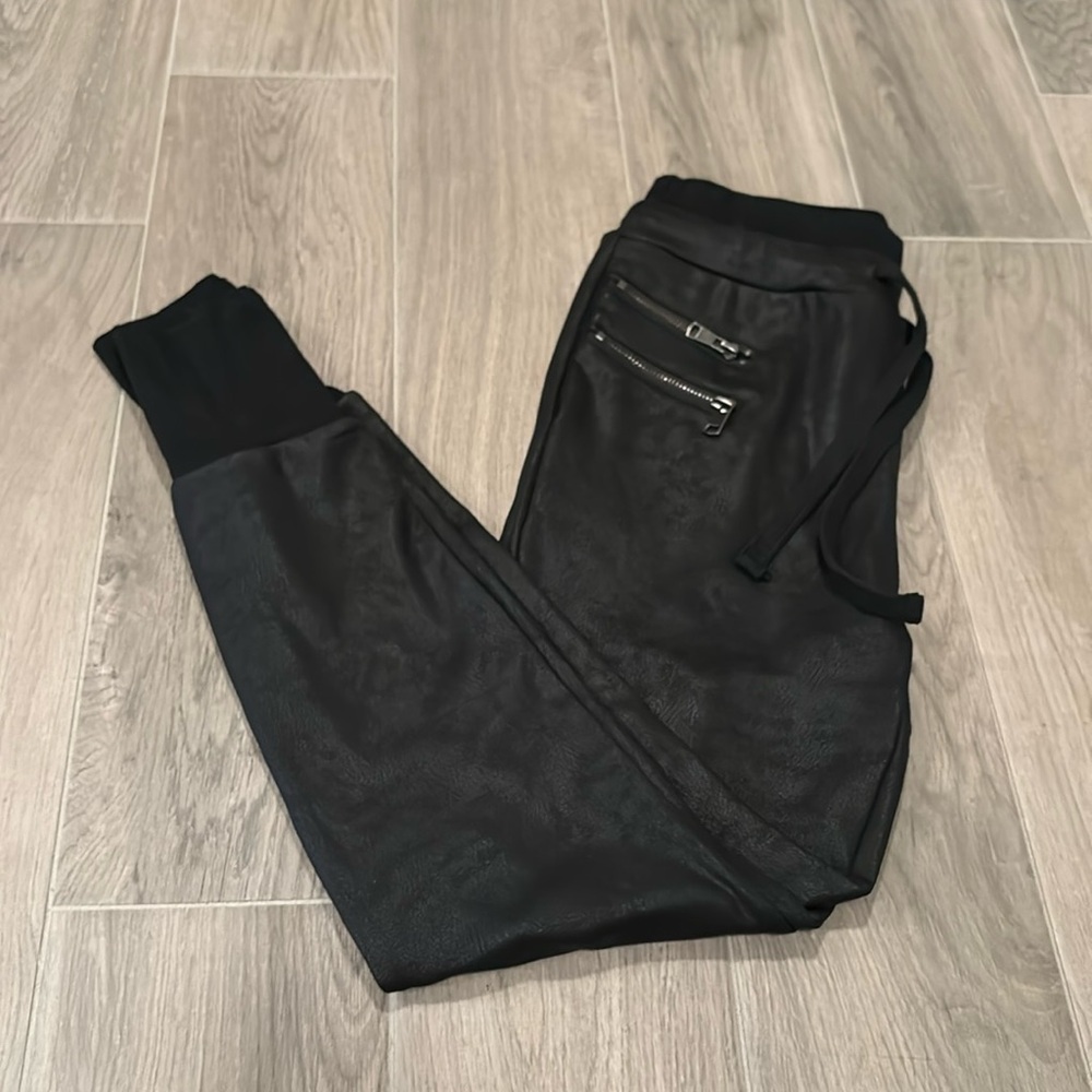 Dance & Marvel Women’s Leather Pants With Drawstring and Zipper Pockets Size S